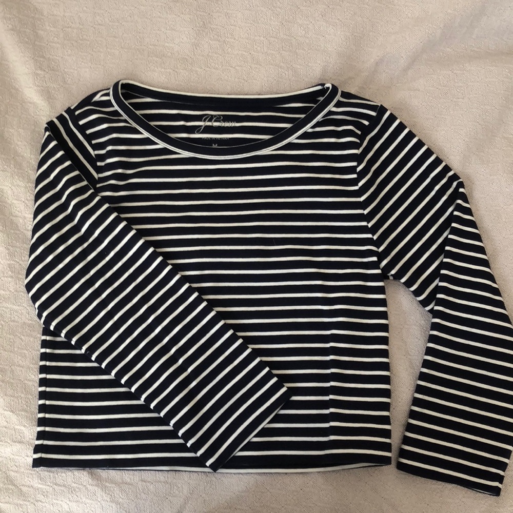 Jcrew Long Sleeve Stripped Crop Top